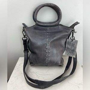 Latico Leather Whip-Stitch Nuria Leather Crossbody Bag Gray EUC